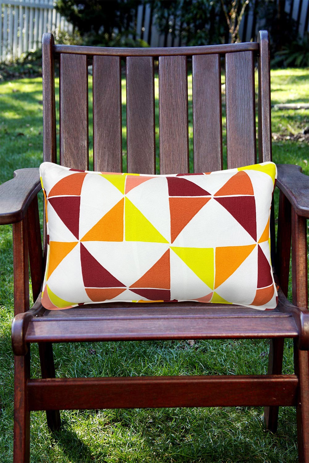 Outdoor Lumbar Pillows Rectangle 12x20 Inch Red Triangle 2 Packs Patio Throw Pillows