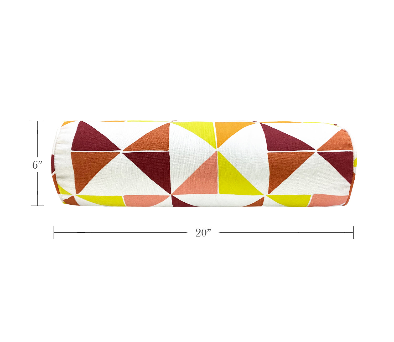 Outdoor Bolster Pillows Set of 2 Orange Triangular Round 20x6 Inch Patio Neck Roll Pillows