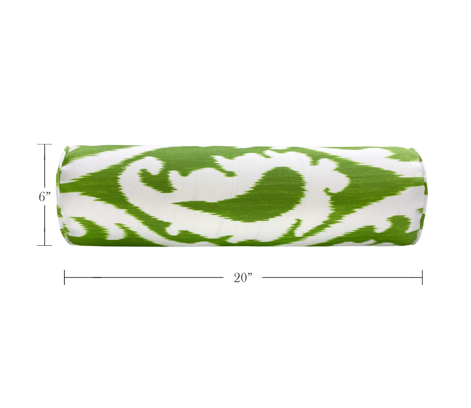 Outdoor Bolster Pillows Set of 2 Green Paisley Round 20x6 Inch Patio Neck Roll Pillows