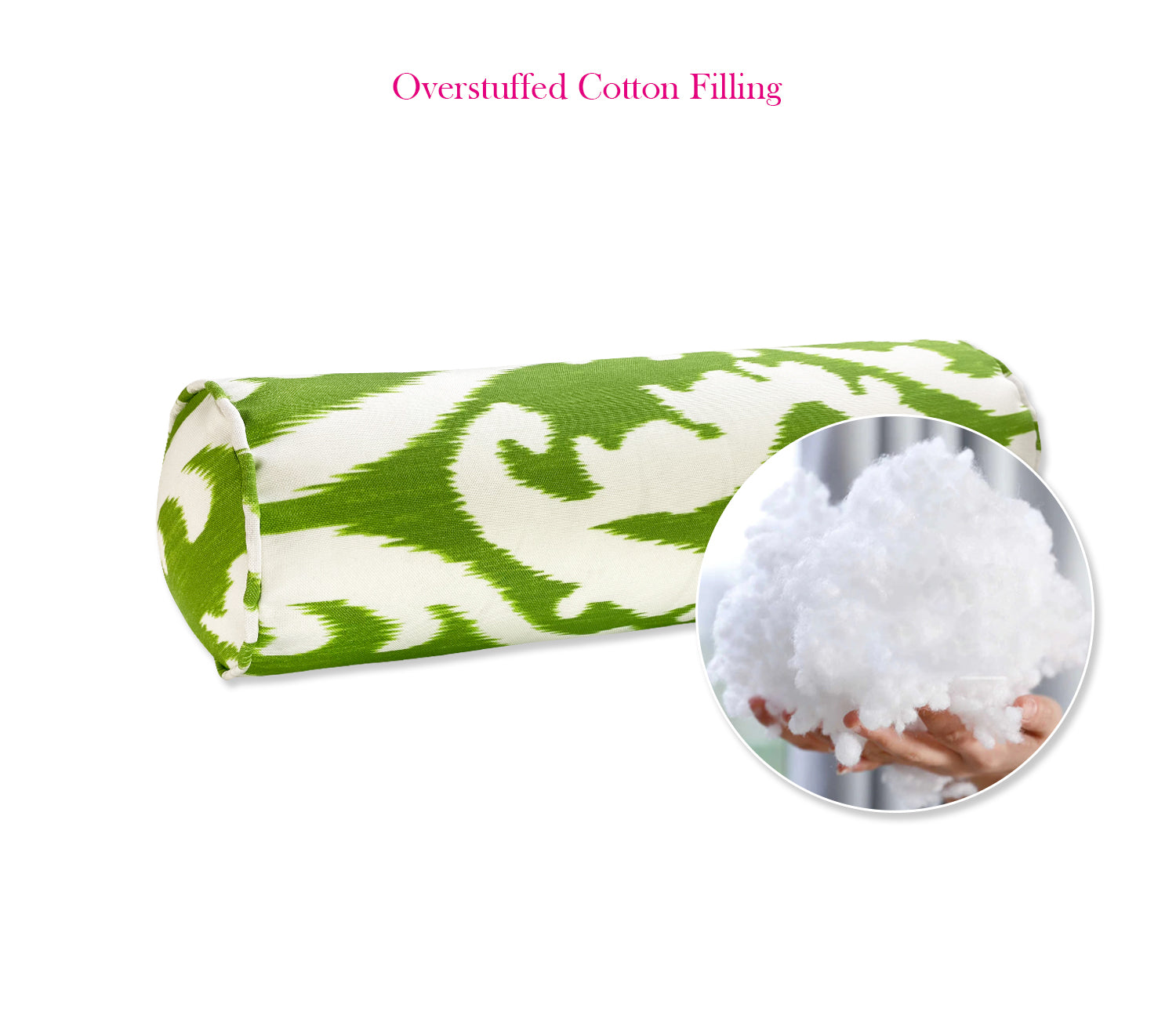 Outdoor Bolster Pillows Set of 2 Green Paisley Round 20x6 Inch Patio Neck Roll Pillows