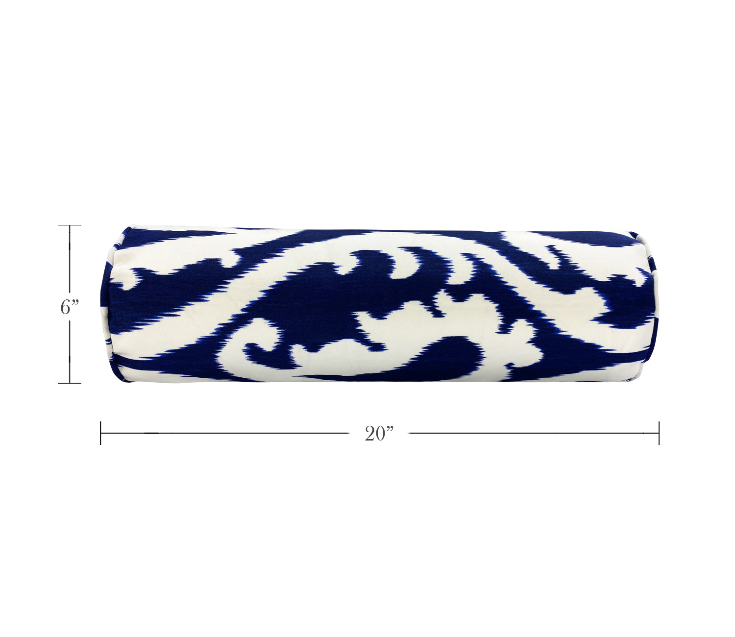 Outdoor Bolster Pillows Set of 2 Navy Paisley Round 20x6 Inch Patio Neck Roll Pillows