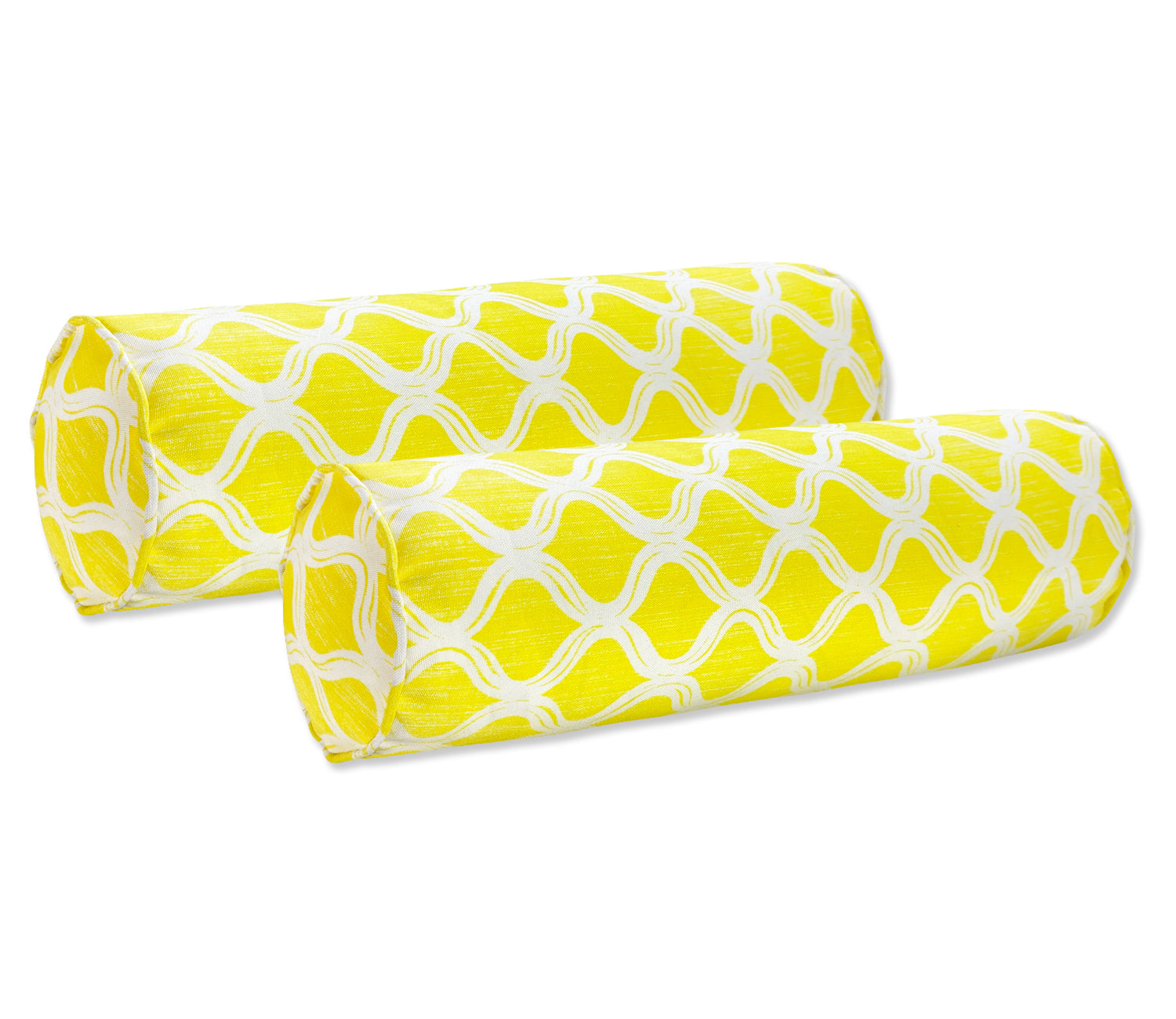 Outdoor Bolster Pillows Set of 2 Yellow Geometry Round 20x6 Inch Patio Neck Roll Pillows