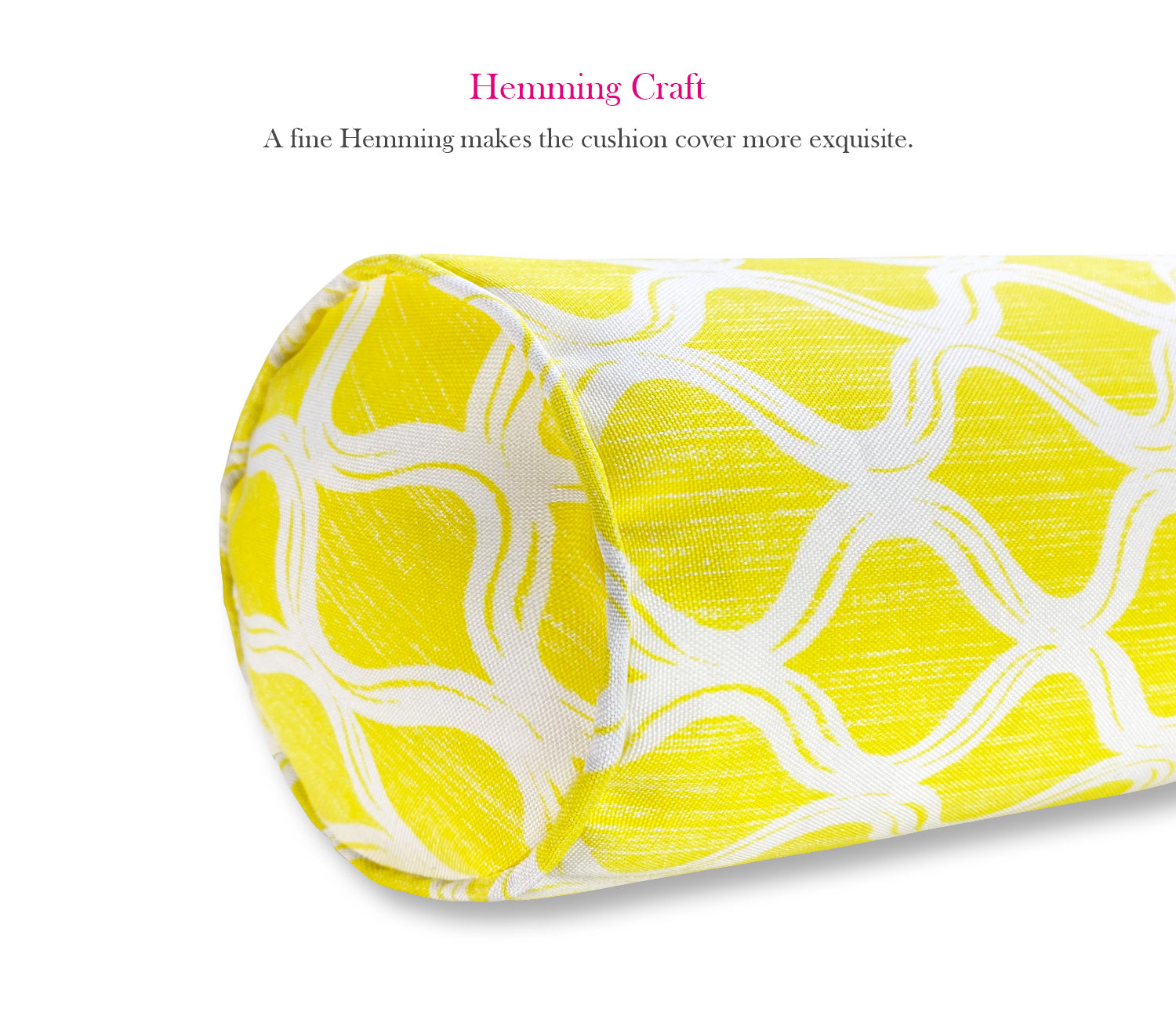 Outdoor Bolster Pillows Set of 2 Yellow Geometry Round 20x6 Inch Patio Neck Roll Pillows