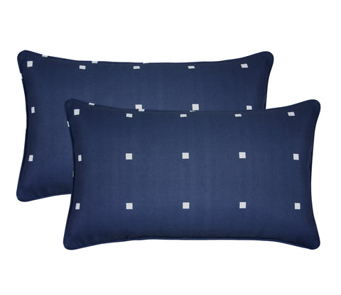 Outdoor Lumbar Pillows Rectangle 12x20 Inch Navy 2 Packs Patio Decorative Throw Pillows