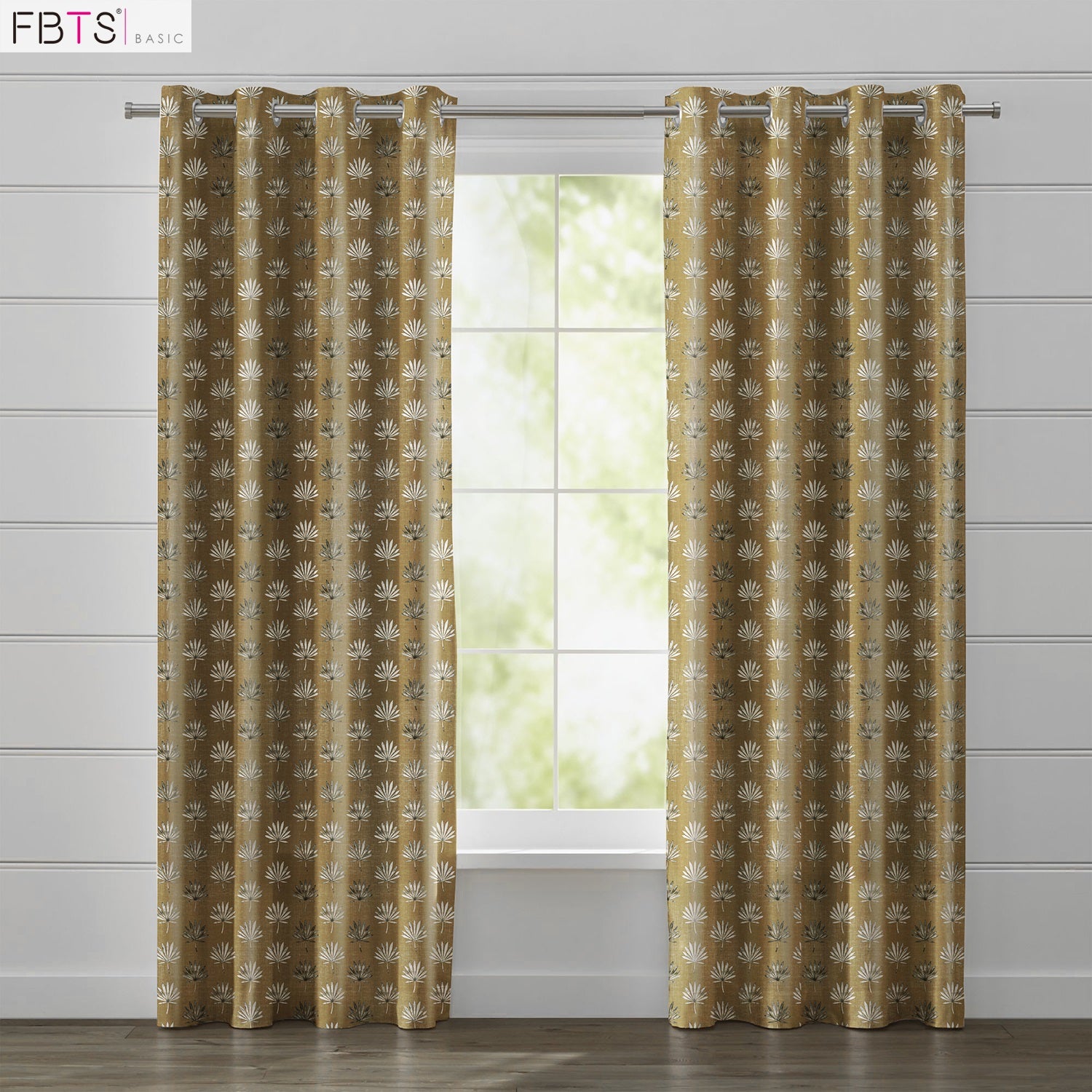 Window Curtain 1 Panel 50% Blackout Yellow Color Leaves Pattern Custom Made Window Drapes