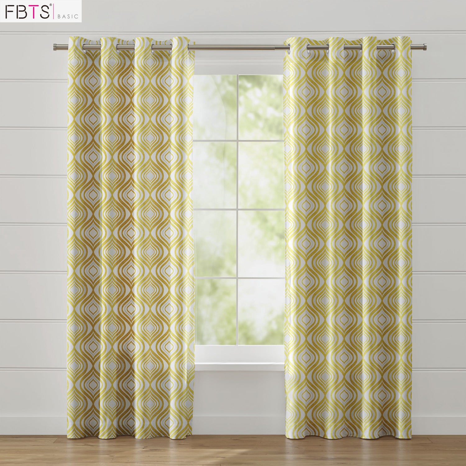 Window Curtain 1 Panel 50% Blackout Yellow Color Lantern Pattern Custom Made Window Drapes