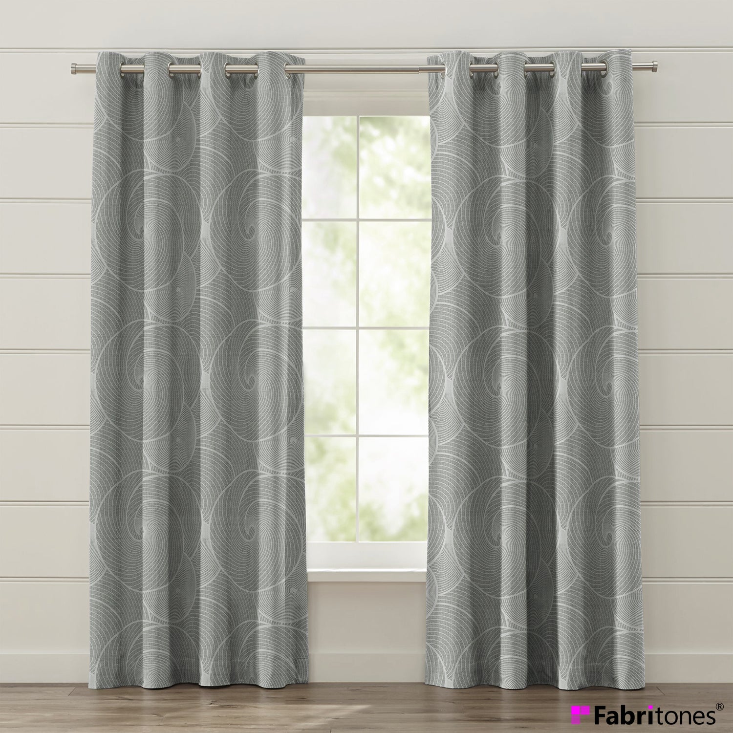 Window Curtain 1 Panel 50% Blackout Grey Color Spiral Pattern Custom Made Window Drapes