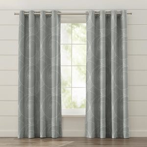 Window Curtain 1 Panel 50% Blackout Grey Color Spiral Pattern Custom Made Window Drapes