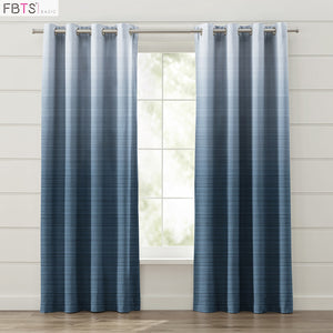 Window Curtain 1 Panel 50% Blackout Gradient Blue Color Custom Made Window Drapes