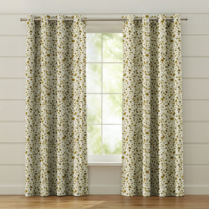Window Curtain 1 Panel 50% Blackout Yellow Color Marbling Pattern Custom Made Window Drapes